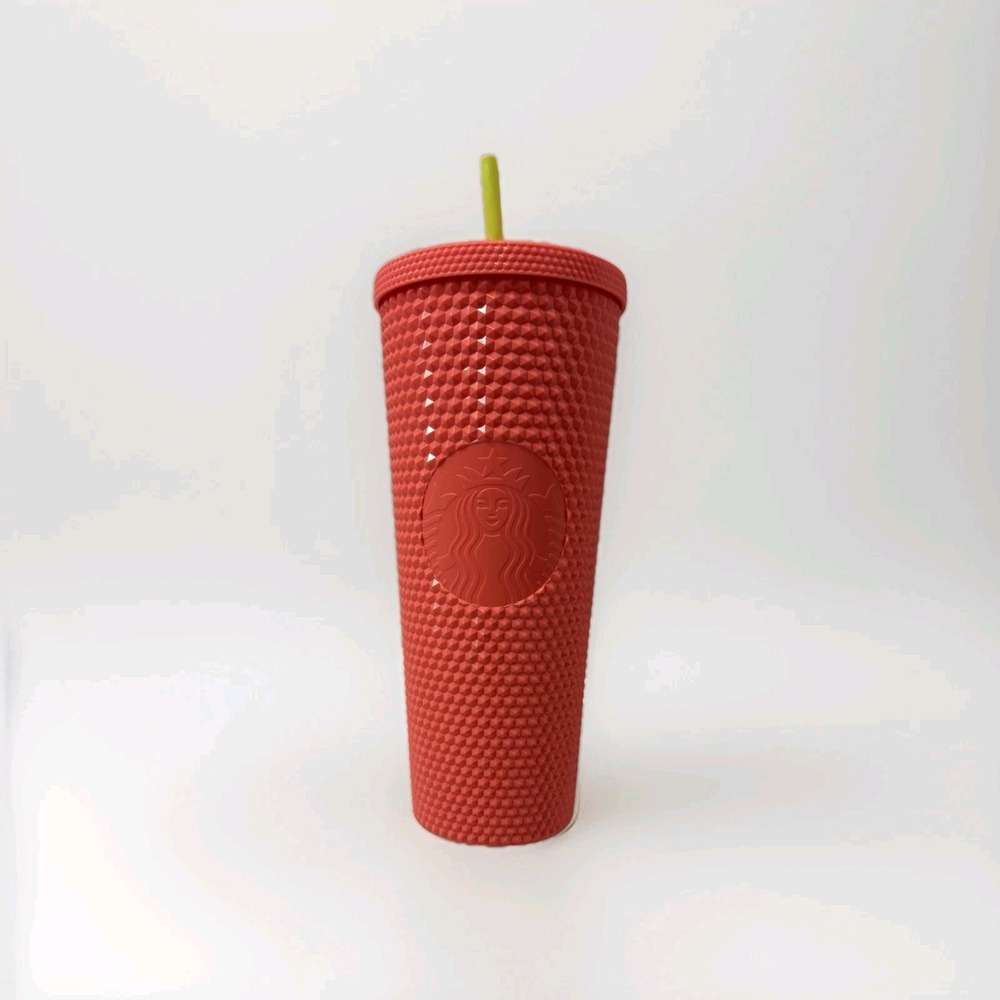 Starbucks Summer‎ 2022 Dragon Fruit Studded Tumbler Yellow Straw 24oz